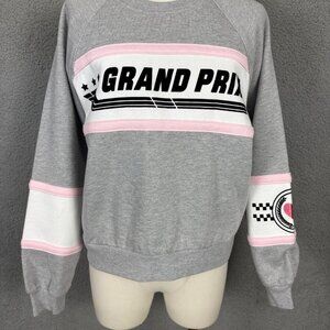 Self Esteem Juniors' Women's Sporty Crewneck  Grand Prix Sweatshirt Gray Sm NWTs